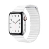 Curea leather loop piele alba pentru Apple Watch 42/44/45 mm, marime universala, seriile 1,2,3,4,5,6,7,8