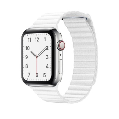 Curea leather loop piele alba pentru Apple Watch 42/44/45 mm, marime universala, seriile 1,2,3,4,5,6,7,8 foto