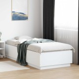 Cumpara ieftin Cadru de pat cu LED cu benzi LED Alb 80 x 200 cm Lemn prelucrat