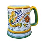 CANĂ VINTAGE DIN CERAMICĂ TIP DERUTA, LUCRAT ȘI DECORATĂ MANUAL
