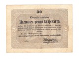 Bancnota Ungaria 30 pengo krajczar 1 ianuarie 1849, stare relativ buna