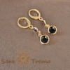 Cercei lungi 3 cm cu un cristal zirconia mov si unul negru