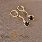 Cercei lungi 3 cm cu un cristal zirconia mov si unul negru
