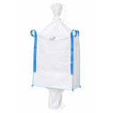 Sac big bag 95x95x140cm alb, capacitate 1000kg, tip U-Panel nelaminat, fusta incarcare, tub descarcare
