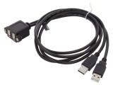 Cablu USB 2.0 A soclu x2, mufă x2, 1m, 480Mbps, negru