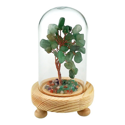 Pomisor cu pietre aventurin, Copac Feng-Shui, Verde, 14 cm, 1816H-2 foto