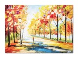 Tablou peisaj pictat manual, Armonie pastelata, stilizat, 70x50cm ulei pe panza, Superb