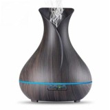 Umidificator aromaterapie, capacitate 550ml, cu ultrasunete, cu lumini ambientale, lemn inchis