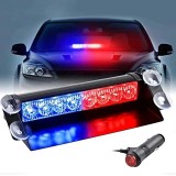 Lampa stroboscopica pentru parbriz. montaj cu ventuze, culori Rosu - Albastru,
