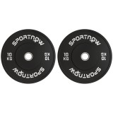 SPORTNOW Set Discuri de Greutate din Cauciuc Solid cu Orificii, Փ45x4 cm, Negru | Aosom Romania