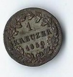 Moneda 1 kreuzer 1850 - Bavaria, Germania, 0,84 g argint 0,166