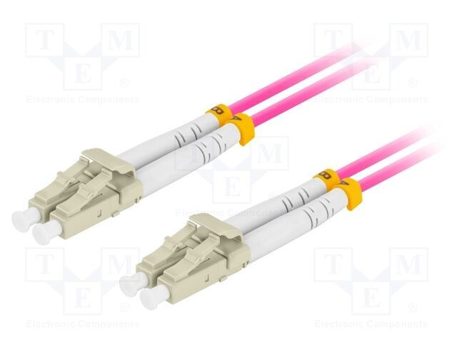 Patch cord fibră optică LANBERG OM4 LC/UPC 1m LSZH violet duplex multimod