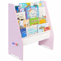 Raft de Carti pentru Copii, Organizator cu etajere din textil, pentru depozitare jucarii, carti si caiete. Mobilier din Lemn MDF, 71.5 x 62 x 30 cm, R