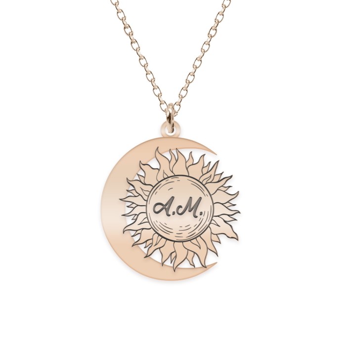 Ceres - Colier personalizat Soare si Luna din argint 925 placat cu aur roz