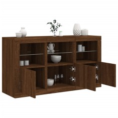 vidaXL Servantă cu lumini LED, stejar maro, 123x37x67 cm 3209064