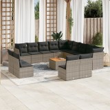 vidaXL Set mobilier de grădină cu perne, 14 piese, gri, poliratan 3256270