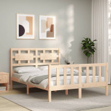 Cadru de pat cu tablie, dublu, lemn masiv GartenMobel Dekor, vidaXL