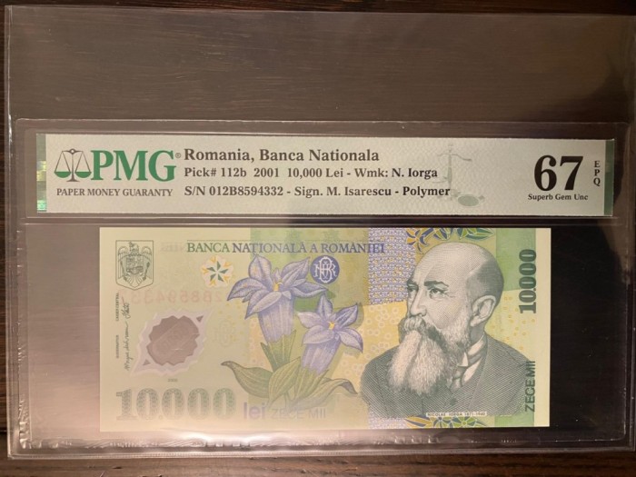 10.000 lei 2001 Isarescu PMG 67