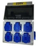 Tablou electric echipat cu 8 prize monofazice schuko 16A panou organizare de santier cu sigurante IP44