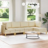 vidaXL Set de mobilier pentru living cu pernă 5 pcs Crem Țesătură 3413711