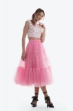 Fusta midi roz din tulle, 34, 36, 38, 40, 42, 44, Onibon