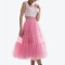 Fusta midi roz din tulle