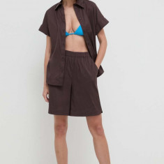 Max Mara Beachwear cămașă de plajă femei, culoarea maro, cu guler clasic, regular, 2416111019600 2416110000000