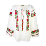 Cumpara ieftin Bluza Tip Ie Alba cu Motiv Floral Rosu - BMG49
