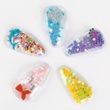Clame de păr transparente cu animale marine și confetti, 5 buc, 5,5 cm, CMCLASS