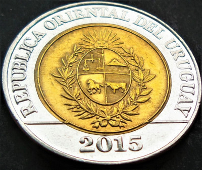 Moneda exotica bimetal 10 PESOS - URUGUAY, anul 2015 * cod 3508 foto