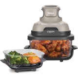 Friteuza cu aer cald portabila Ninja CRISPi 4in1 FN101, PowerPod 1700W, 3.8L/1.4L, 4 functii, Recipient sticla termorezistenta CleanCrisp, 2 placi Cri