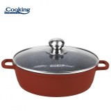 Cumpara ieftin Cratita din aluminiu Heinner Calabria, 4.1 l, 28 x 7.5 cm, capac, interior marmorat