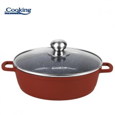 Cratita din aluminiu Heinner Calabria, 4.1 l, 28 x 7.5 cm, capac, interior marmorat