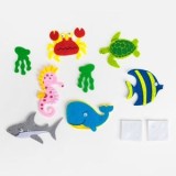 Set 8 Figurine din Fetru cu Animale Marine și Alge, Autocolante cu Ochisori Mobili, Multicolore, CMCLASS
