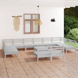 VidaXL Set mobilier de grădină, 13 piese, alb, lemn masiv de pin 3083460