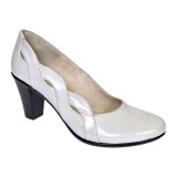 Pantofi dama din piele naturala cu toc de 7cm Katty Alb P134233ALB
