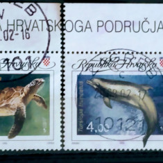 Croația 1995 fauna marina Delfini, broaște testoase serie ștampilată