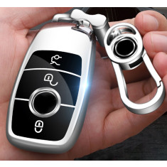 Husa de protectie premium pentru cheie auto Mercedes Benz, Lux Cover Key, Silver