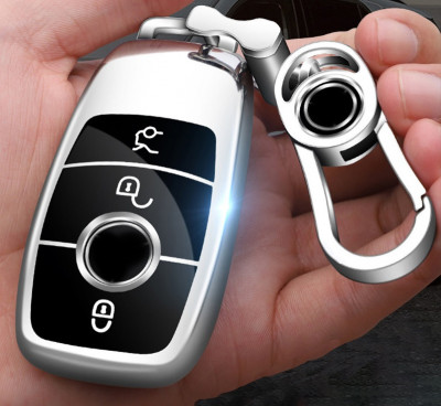 Husa de protectie premium pentru cheie auto Mercedes Benz, Lux Cover Key, Silver foto