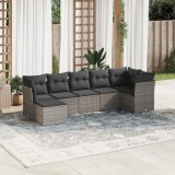 vidaXL Set canapele de grădină, 7 piese, cu perne, gri, poliratan 3249809