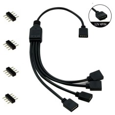 Cablu multiplicator/ spliter Y pentru conectare a 4 ventilatoare RGB 4 pini 12V, 25cm