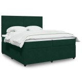 vidaXL Pat box spring cu saltea, verde &icirc;nchis, 200x200 cm, catifea 3294727