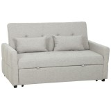 HOMCOM Canapea Pat cu Design Extensibil Clic Clac pentru 2 Locuri - Gri Deschis | Aosom Romania
