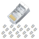 Cumpara ieftin Set 20 conectori retea RJ45 ecranati Cat6e EZ pass through pentru cablu UTP sau FTP, pini placati cu aur, carcasa metal si plastic