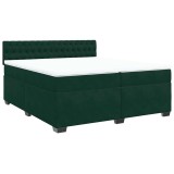 Cumpara ieftin Pat box spring cu saltea, verde inchis, 200x200 cm, catifea