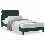 Cadru de pat cu lumini LED, verde &icirc;nchis, 100x200 cm, catifea GartenMobel Dekor, vidaXL