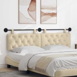 vidaXL Tăblie de pat suspendată Cu lumină LED Crem Țesătură 3424688