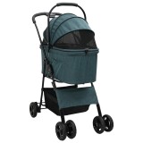 vidaXL Carucior pentru Pisici Pliante Ajustabil Verde 81 x 47 x 99 cm