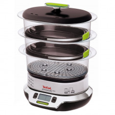 Aparat de gatit cu aburi Tefal VS400333 VitaCuisine Compact, 3 course meal to go, Functie vitamine plus, 1800 W, Inox/Negru/Gri foto