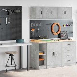 Dulapuri Garaj 2 Buc Lemn Prelucrat Gri Beton 30x51x85cm &amp; 30x30x41cm Depozitare Scule Atelier